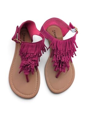 bebe Fuchsia Fringe Thong Sandals